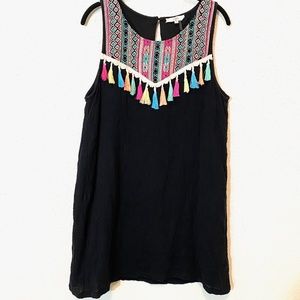 Entro Black Tank Top with Tassels